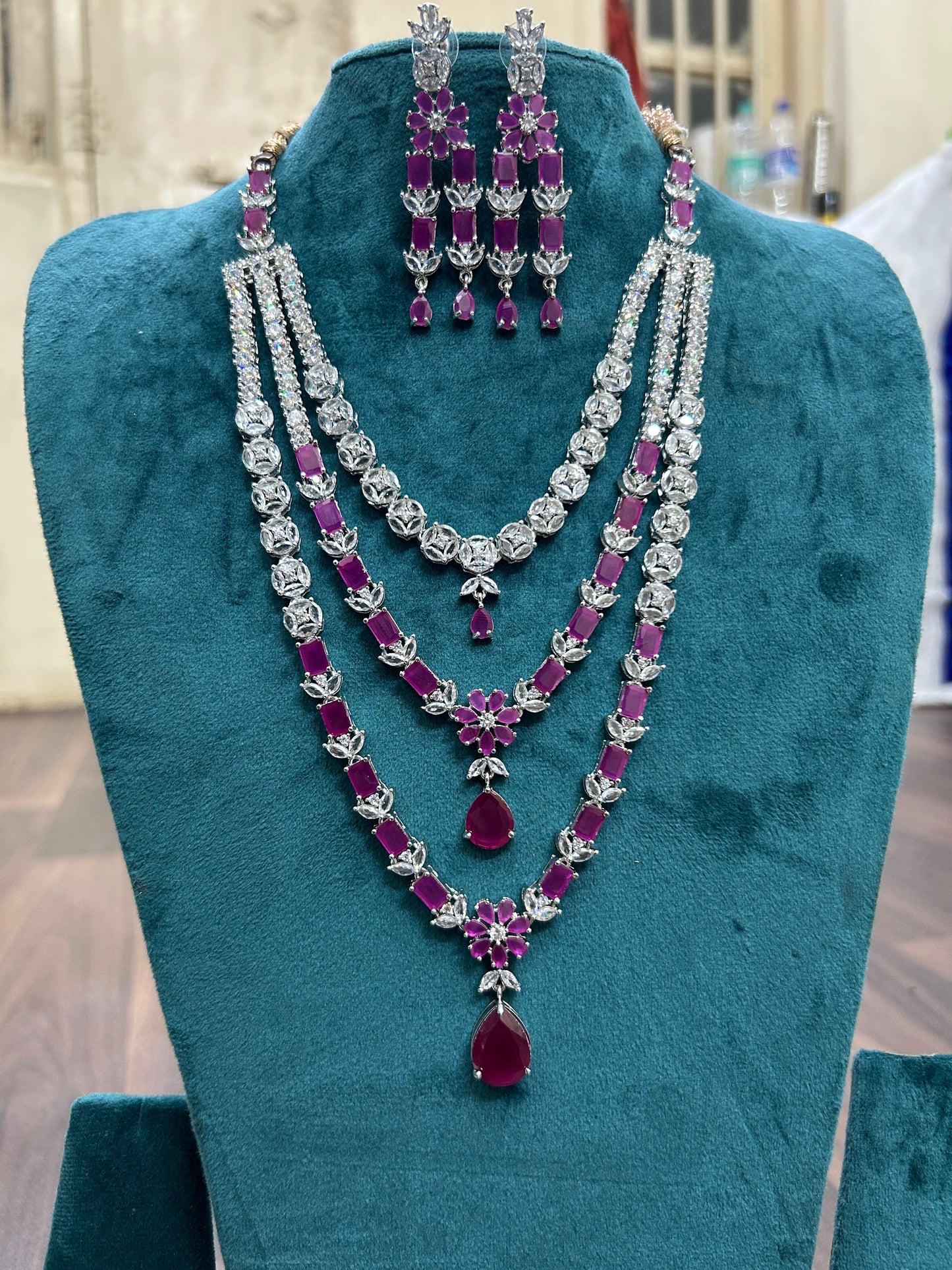 Tattvas silver-plated AD jewellery set TAT-ADS-0018