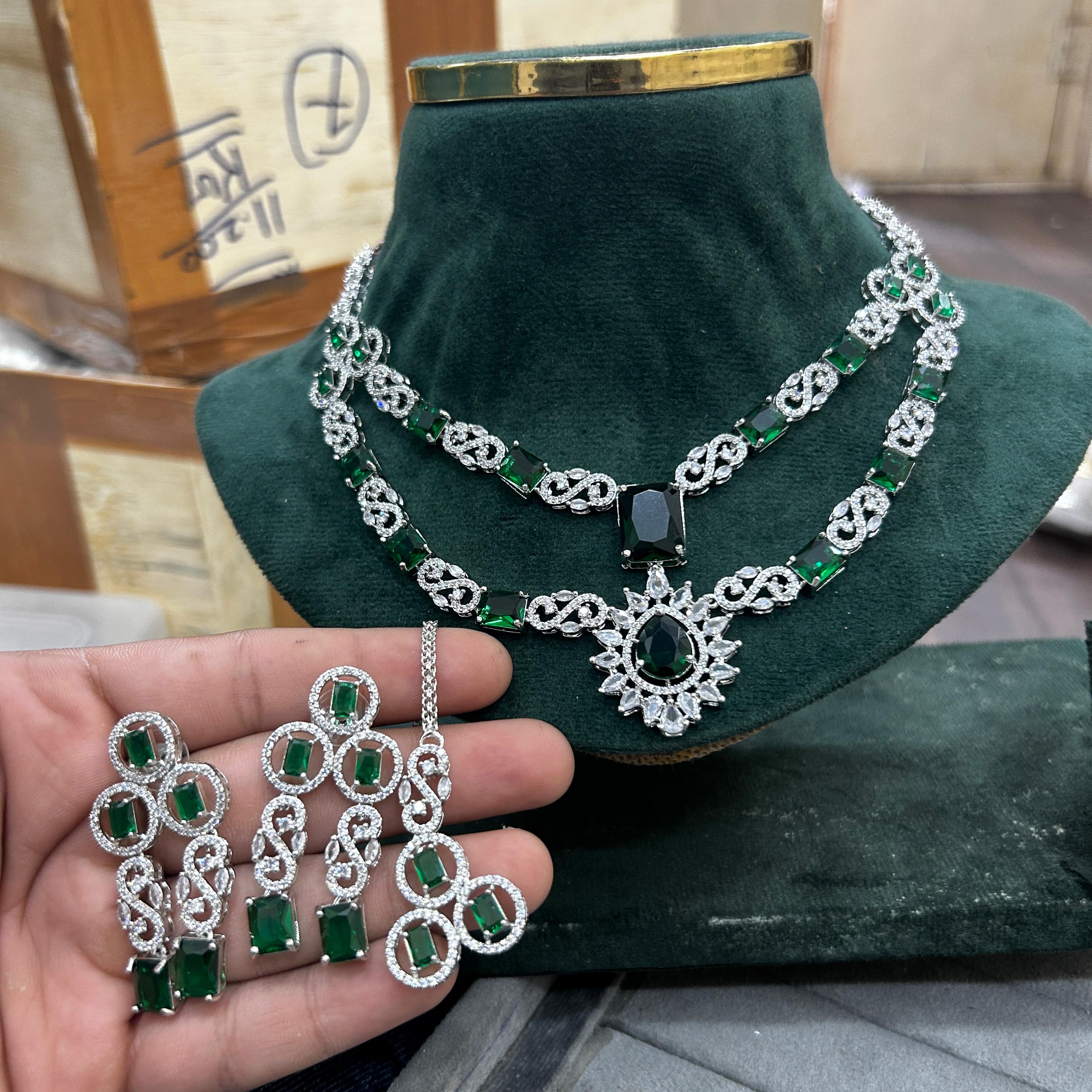 Tattvas silver-plated AD jewellery set TAT-ADS-0020