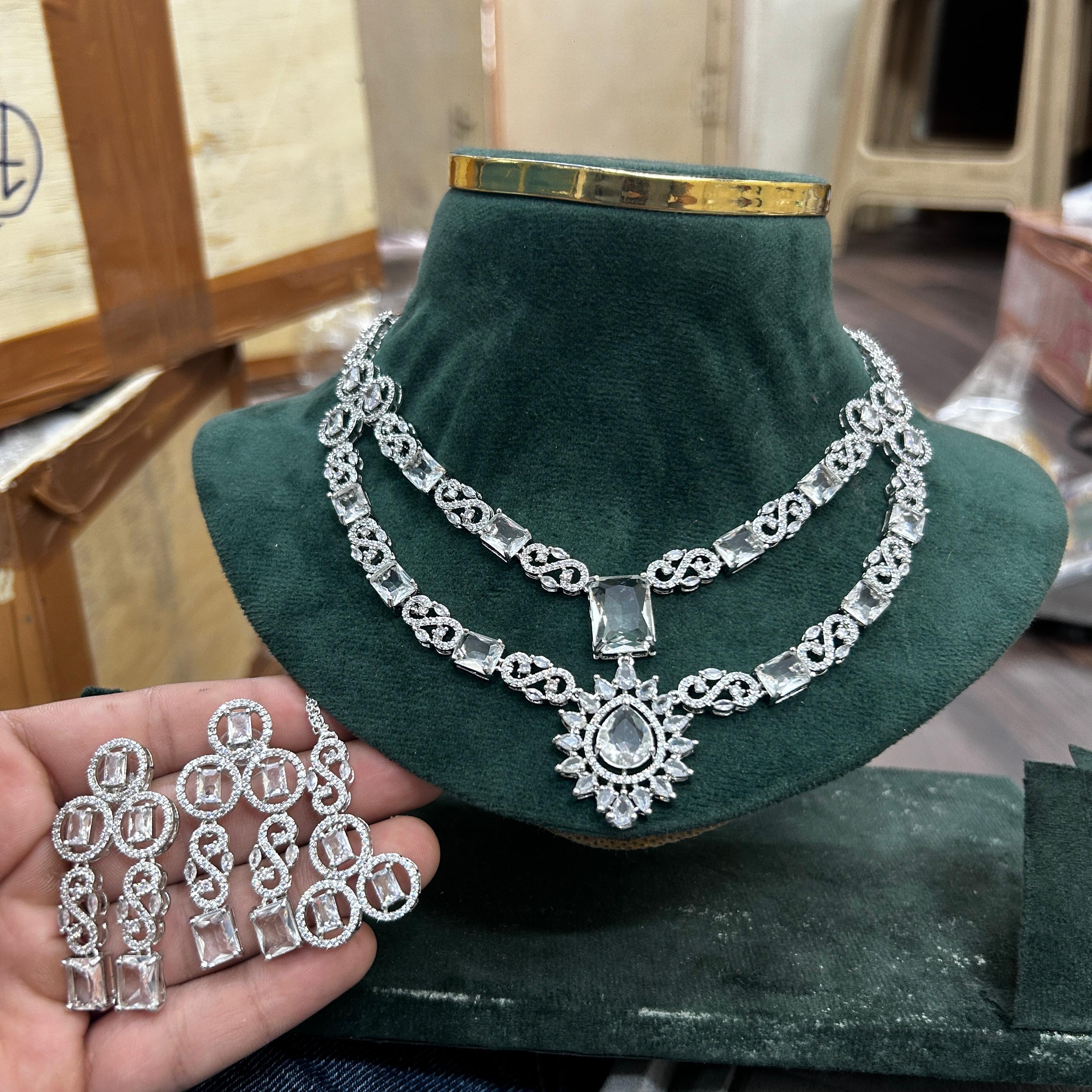 Tattvas silver-plated AD jewellery set TAT-ADS-0019