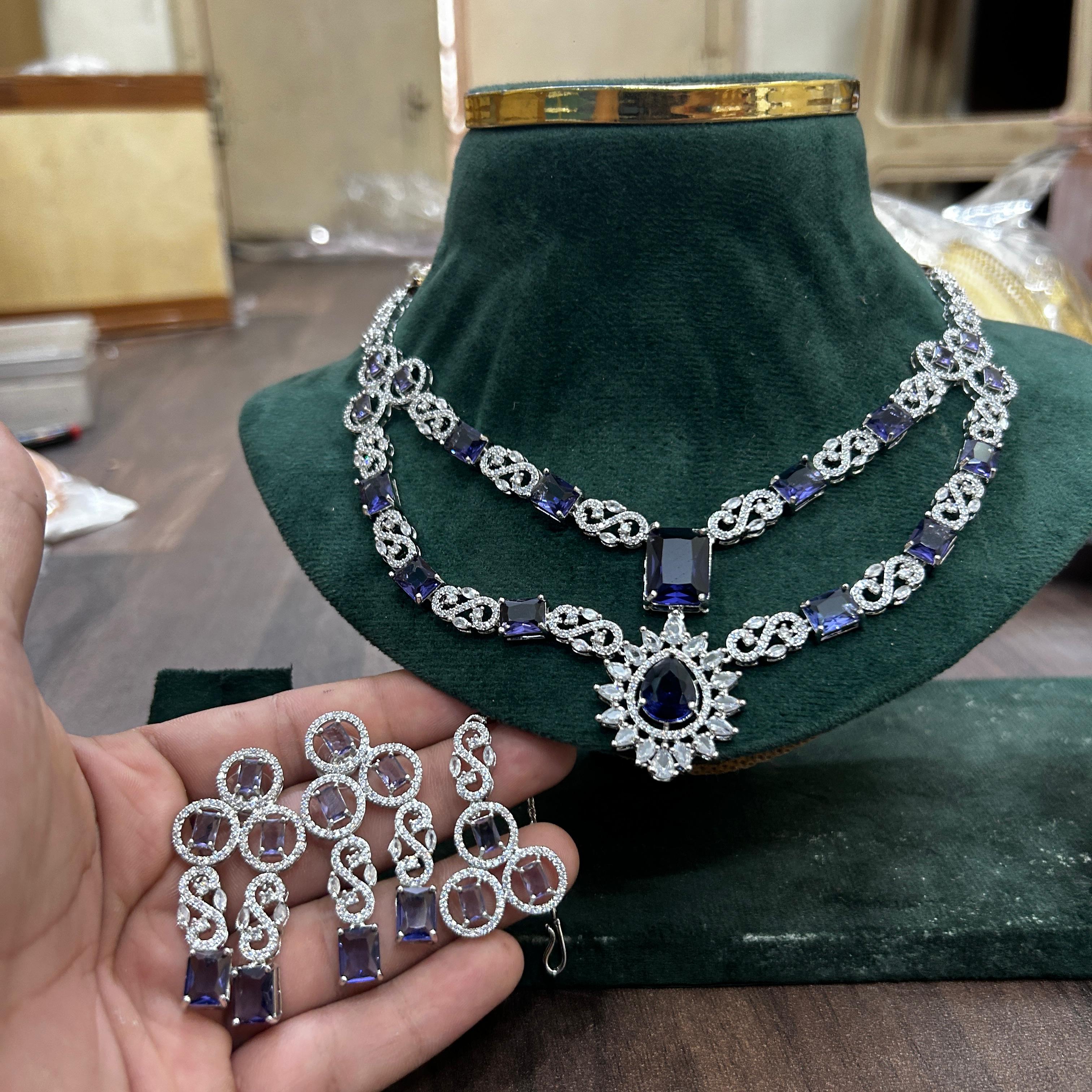 Tattvas silver-plated AD jewellery set TAT-ADS-0022