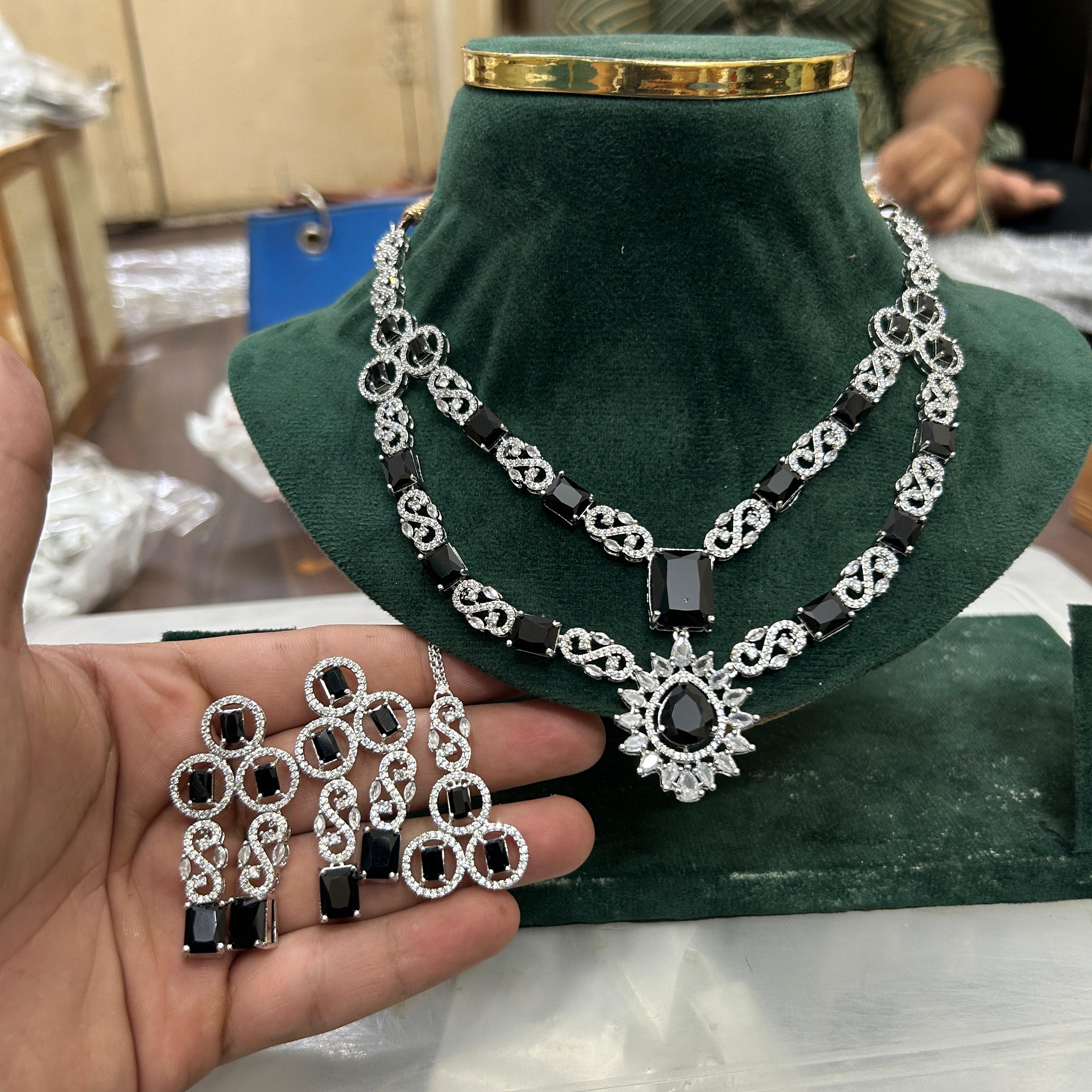 Tattvas silver-plated AD jewellery set TAT-ADS-0021