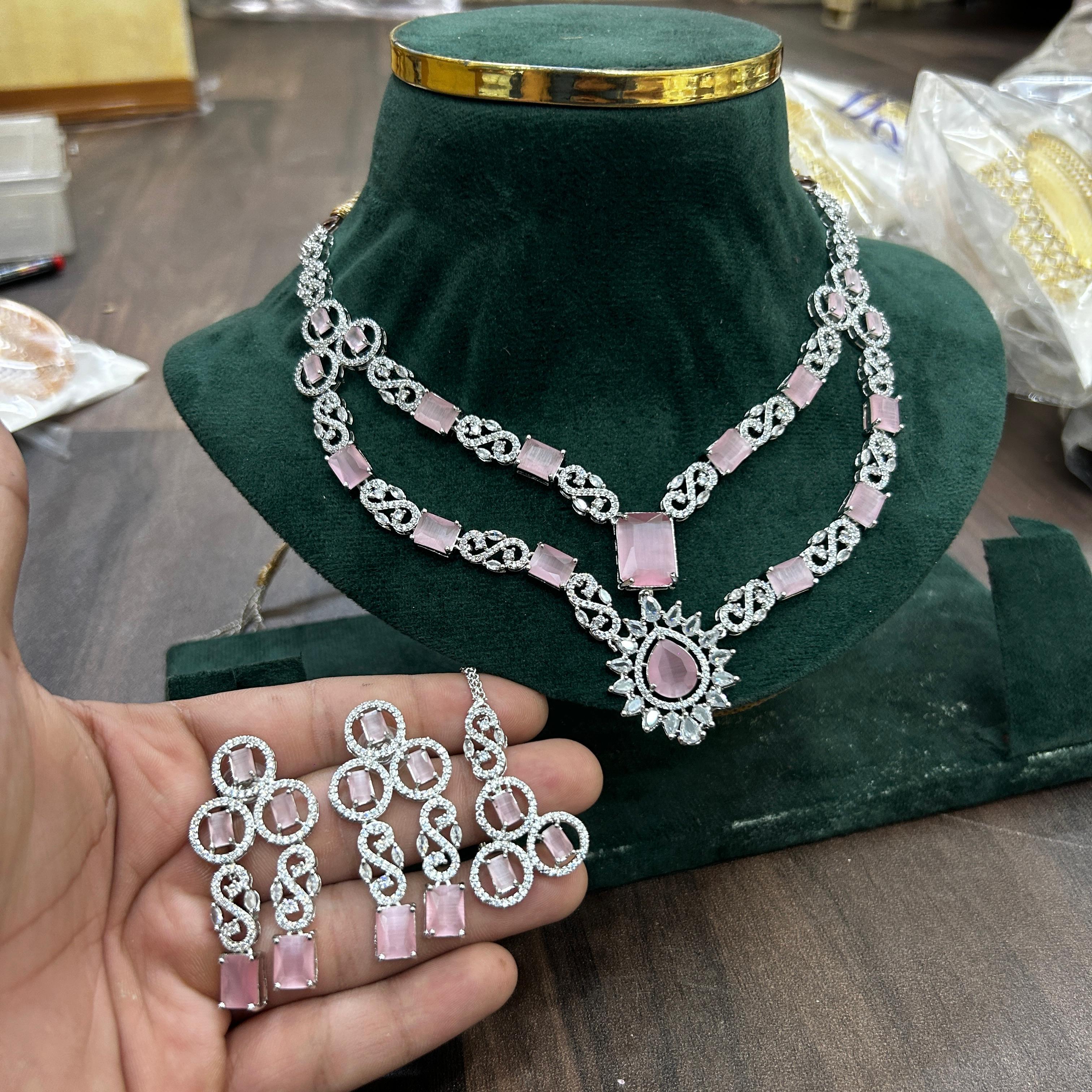 Tattvas silver-plated AD jewellery set TAT-ADS-0024