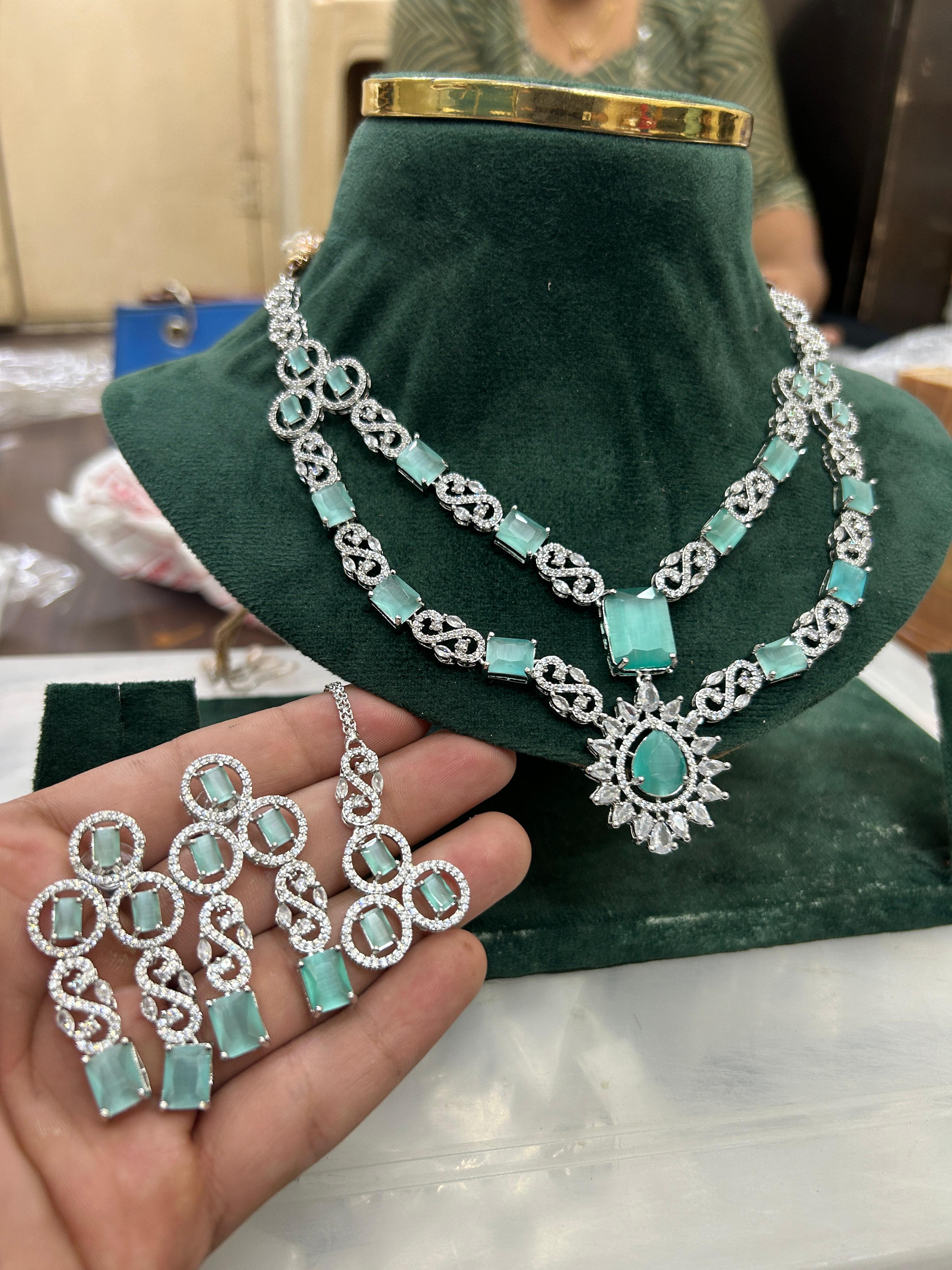 Tattvas silver-plated AD jewellery set TAT-ADS-0023