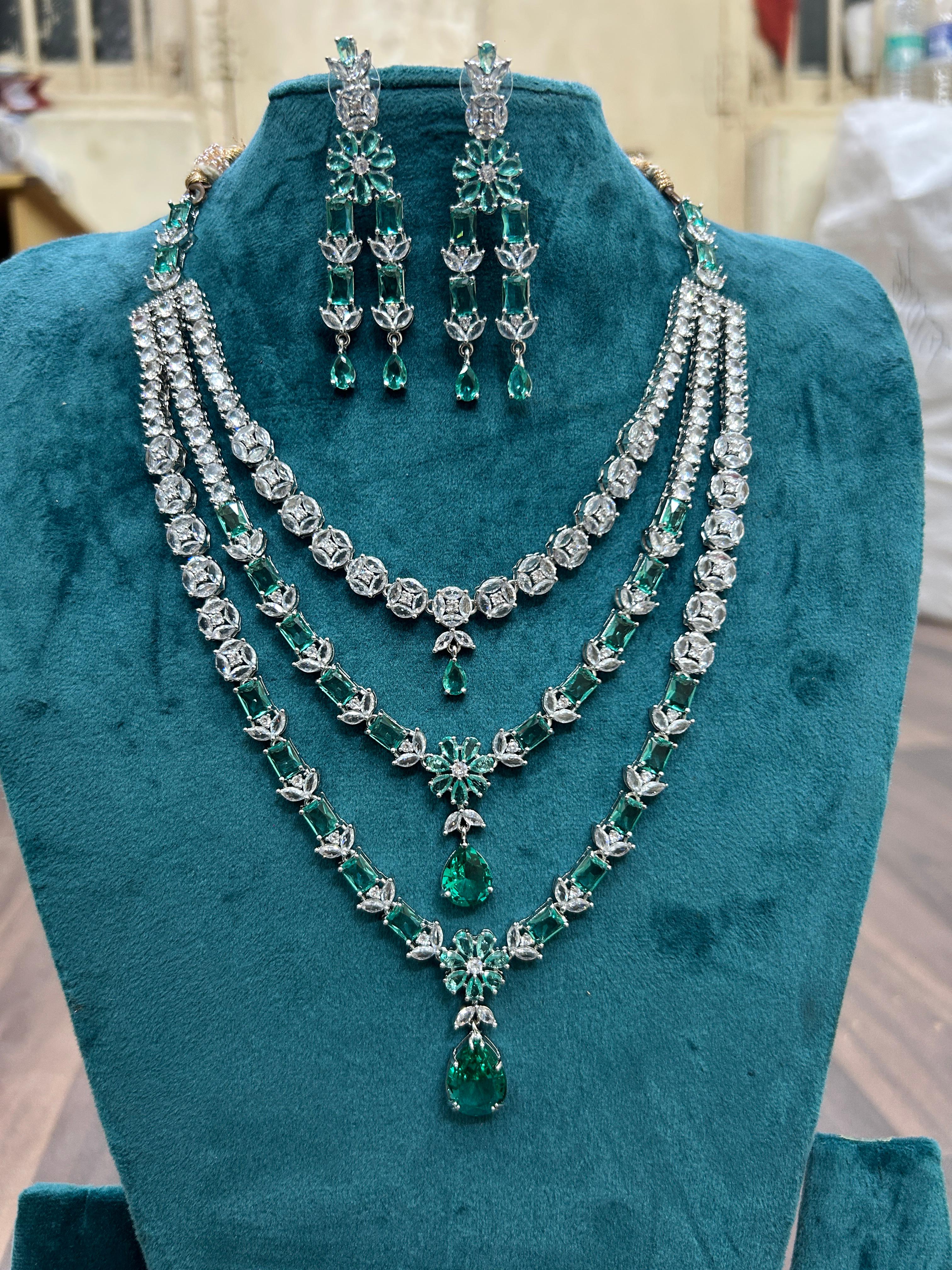 Tattvas silver-plated AD jewellery set TAT-ADS-0015