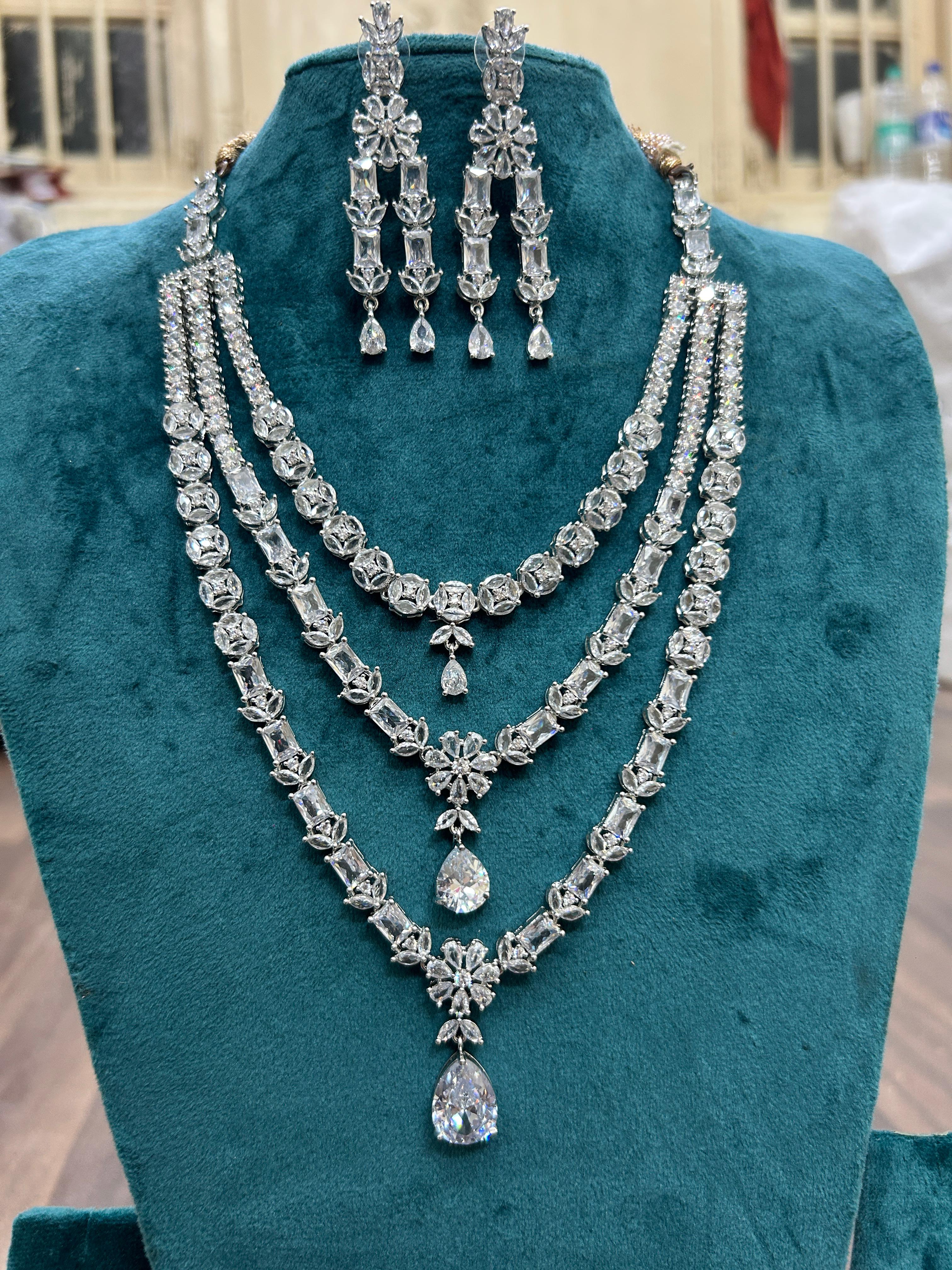 Tattvas silver-plated AD jewellery set TAT-ADS-0016
