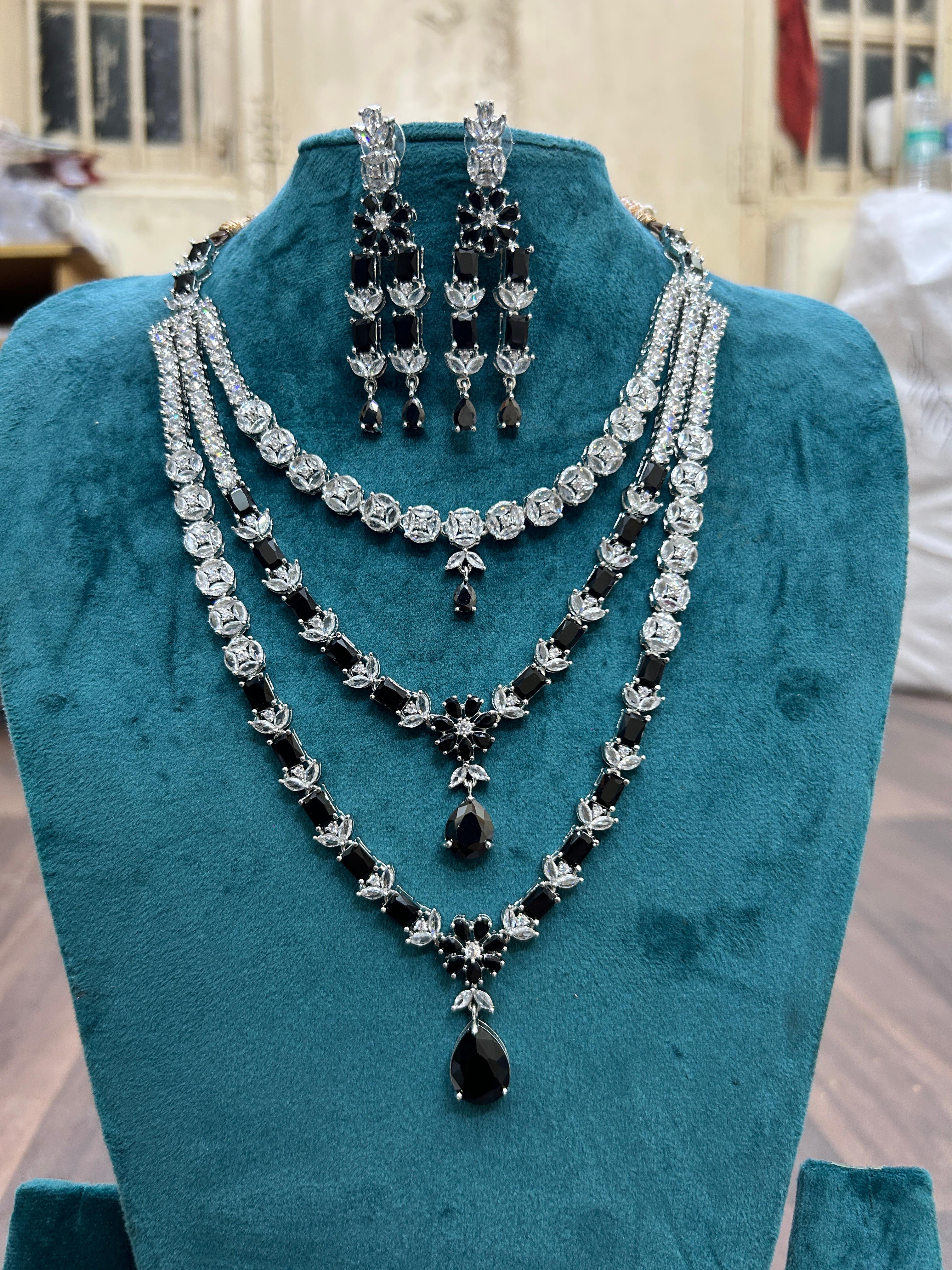 Tattvas silver-plated AD jewellery set TAT-ADS-0017