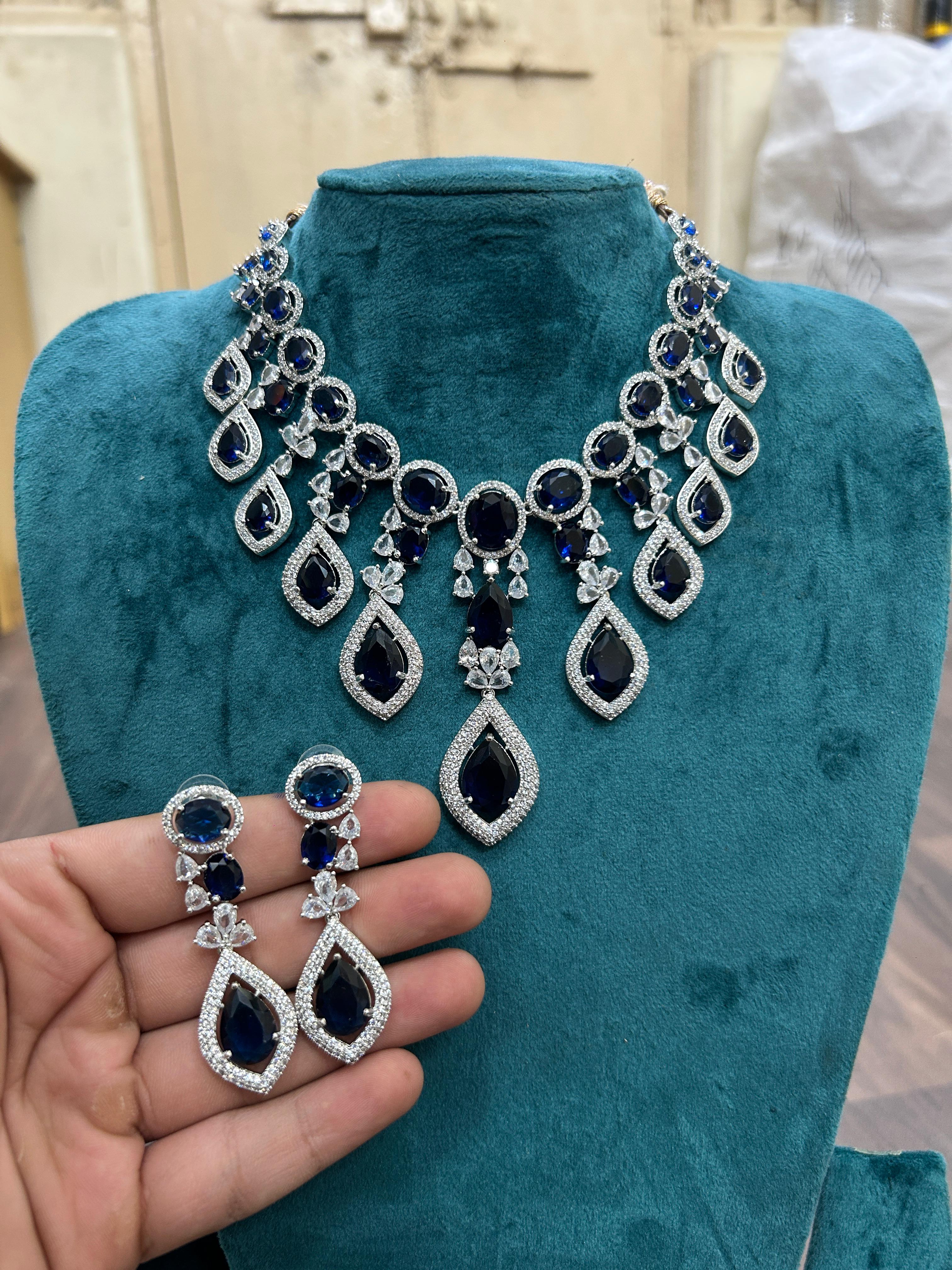 Tattvas silver-plated AD jewellery set TAT-ADS-0010