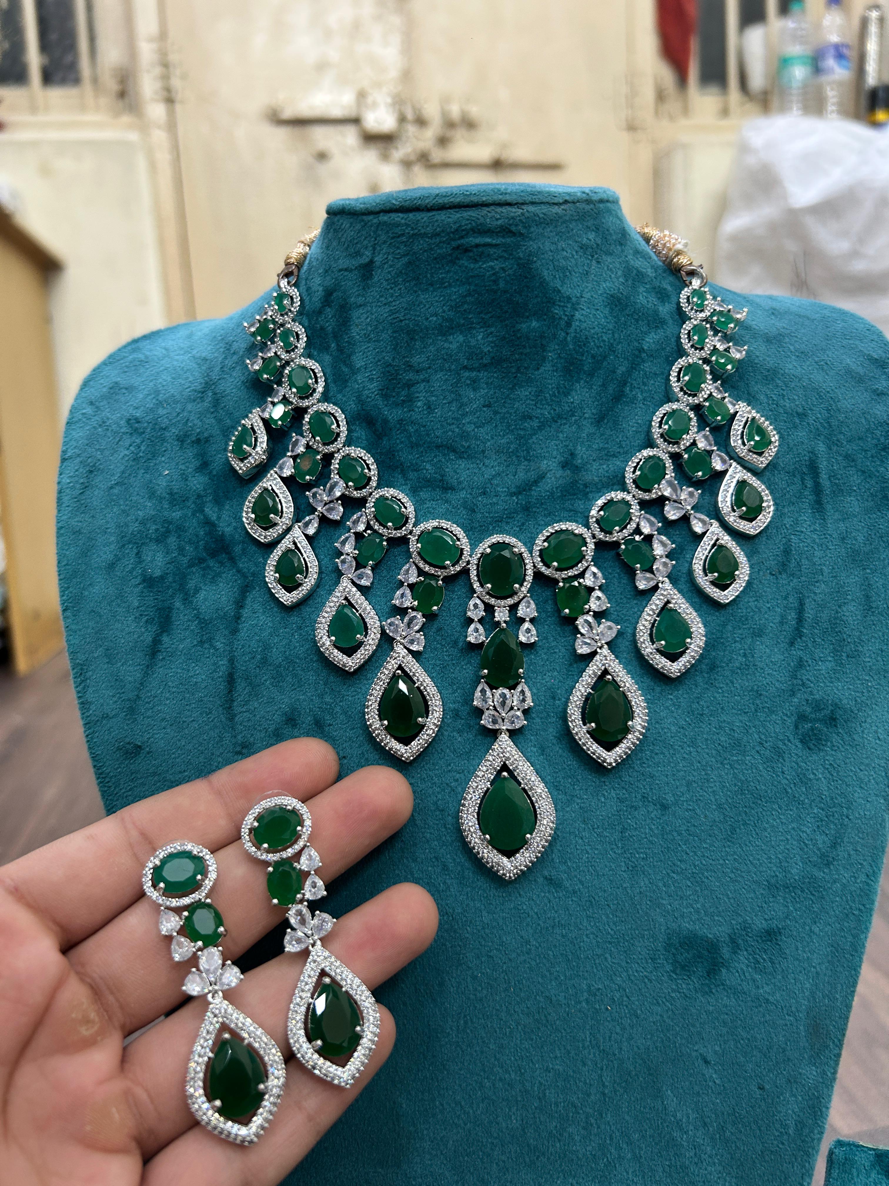 Tattvas silver-plated AD jewellery set TAT-ADS-0011