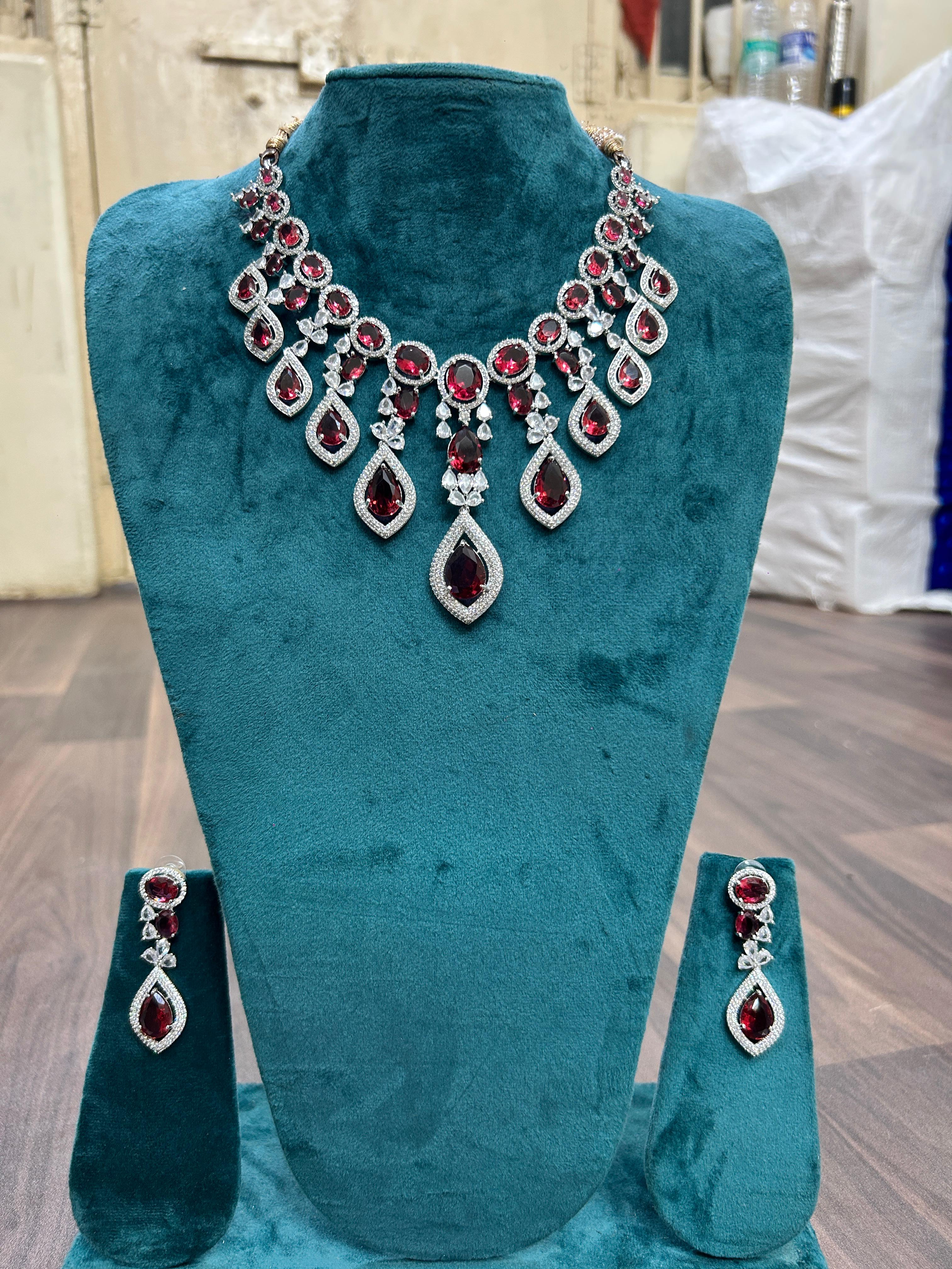 Tattvas silver-plated AD jewellery set TAT-ADS-0014