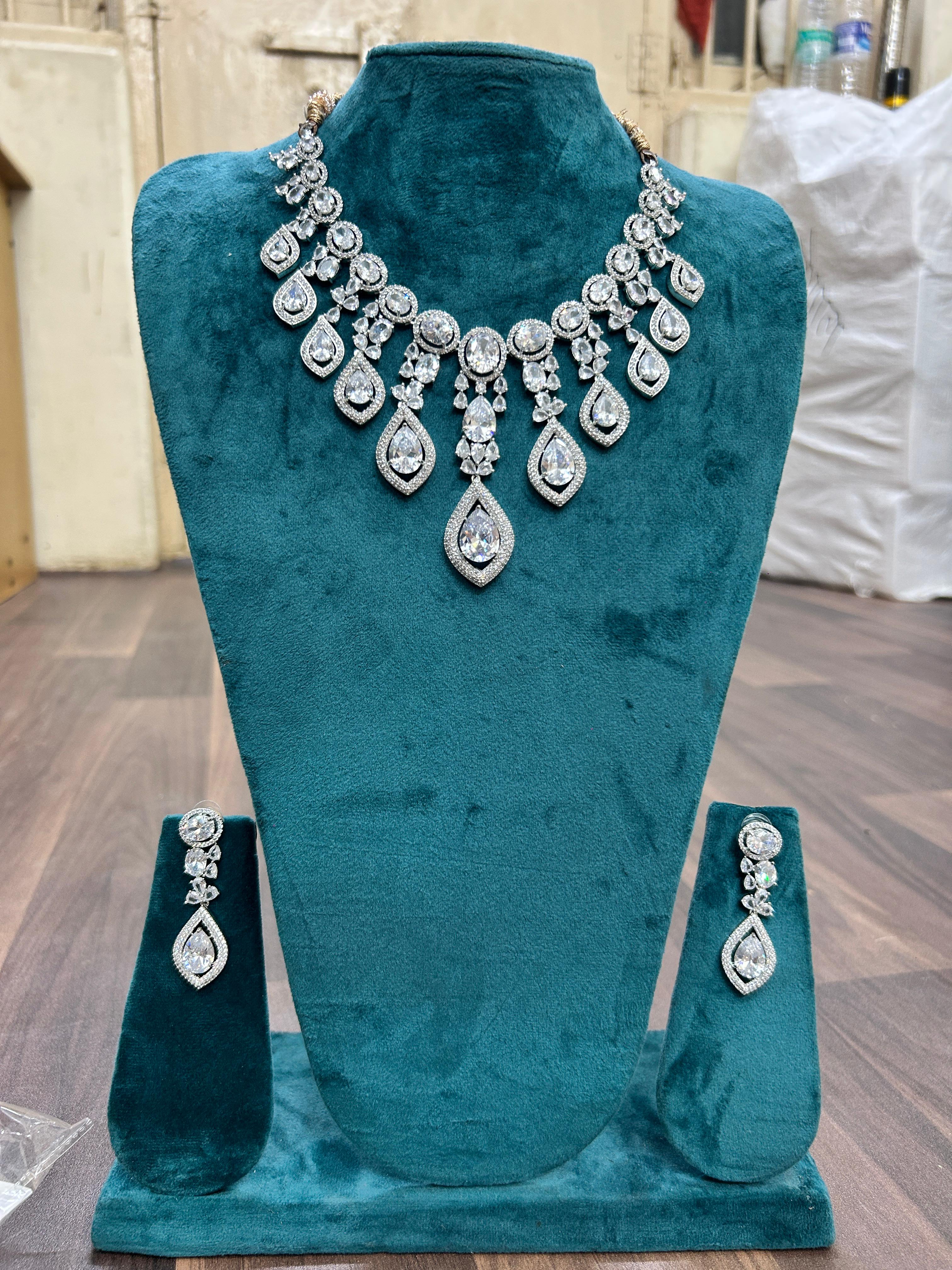 Tattvas silver-plated AD jewellery set TAT-ADS-0013