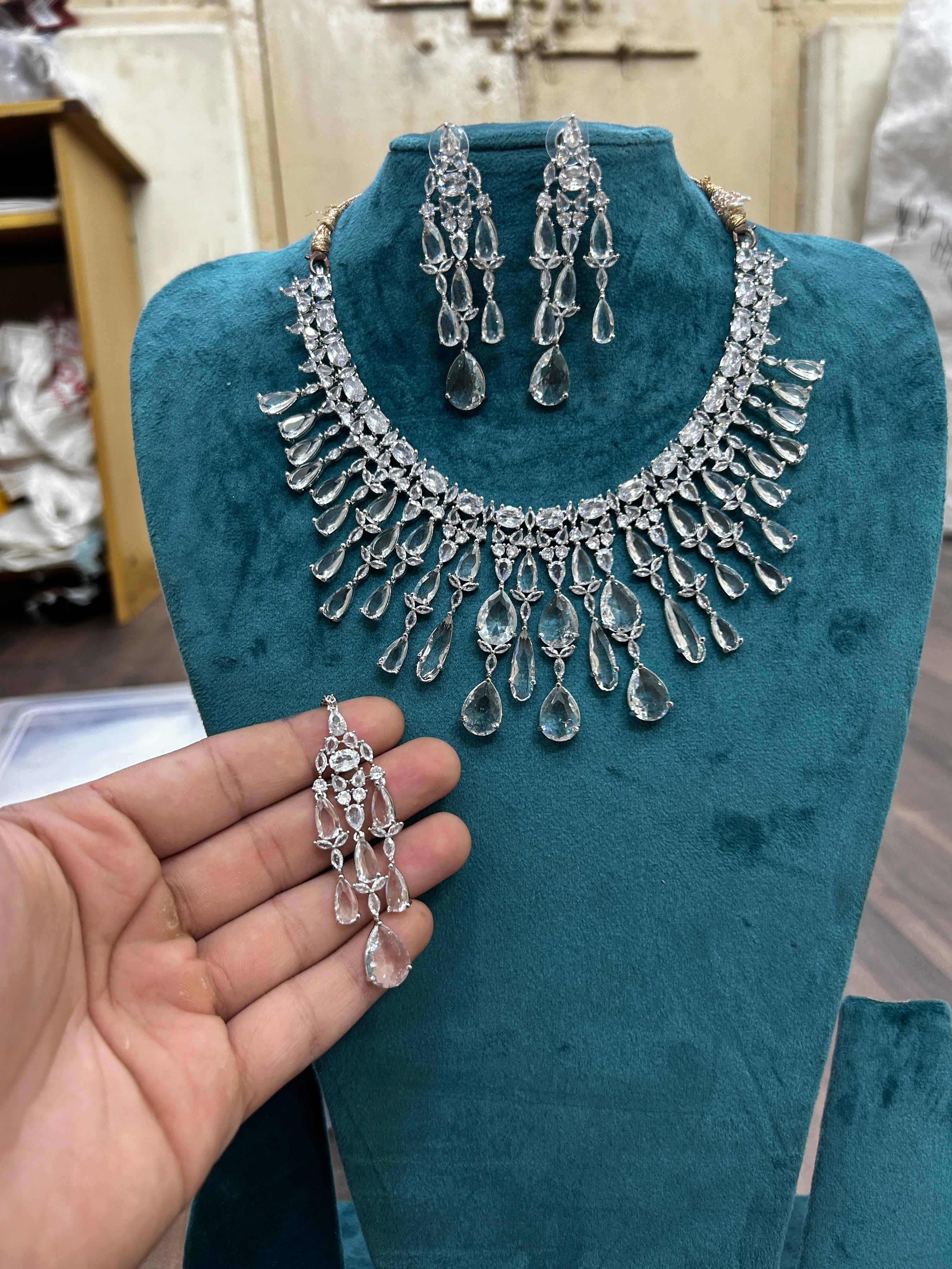 Tattvas silver-plated AD jewellery set TAT-ADS-0004