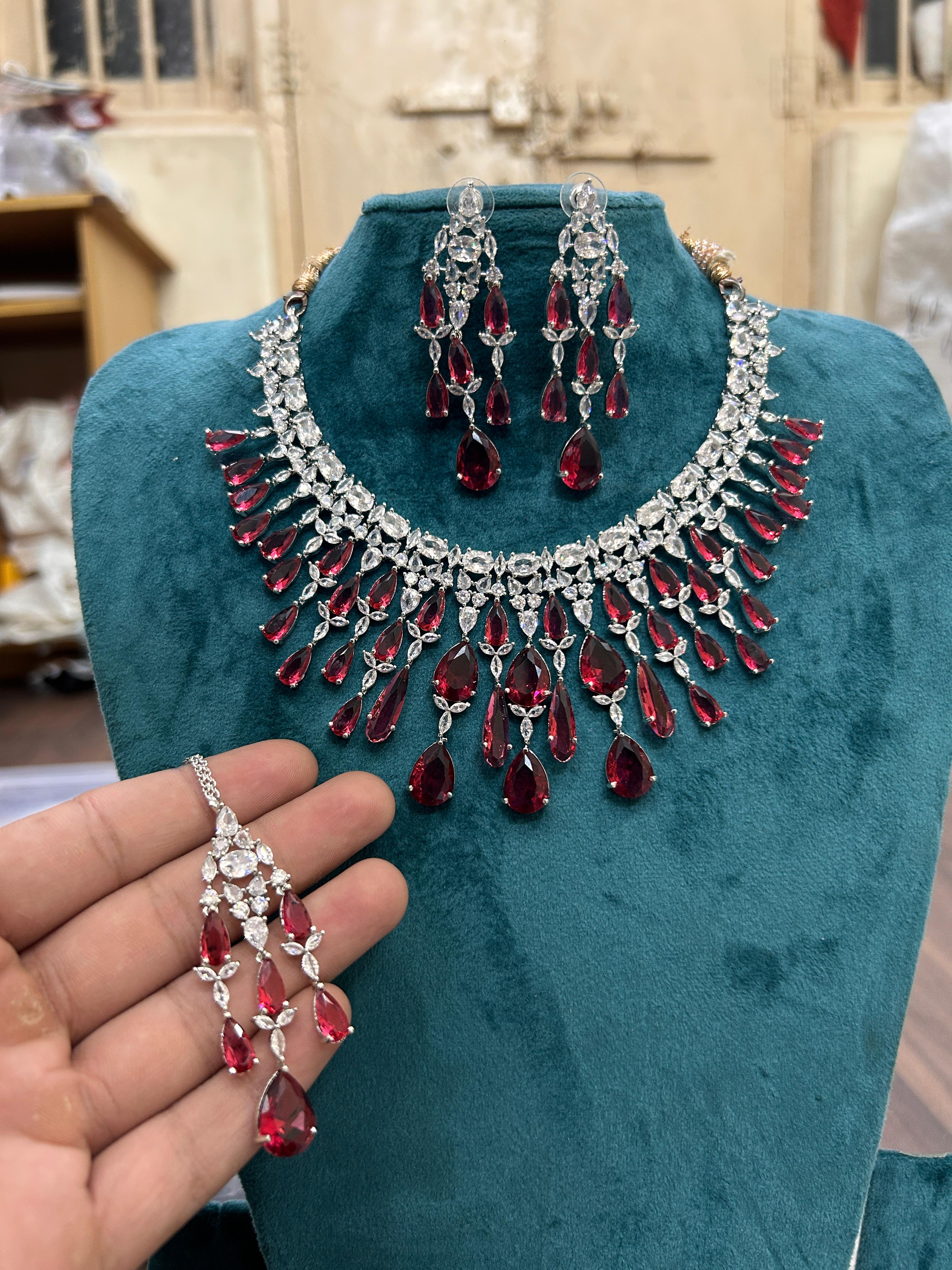 Tattvas silver-plated AD jewellery set TAT-ADS-0005