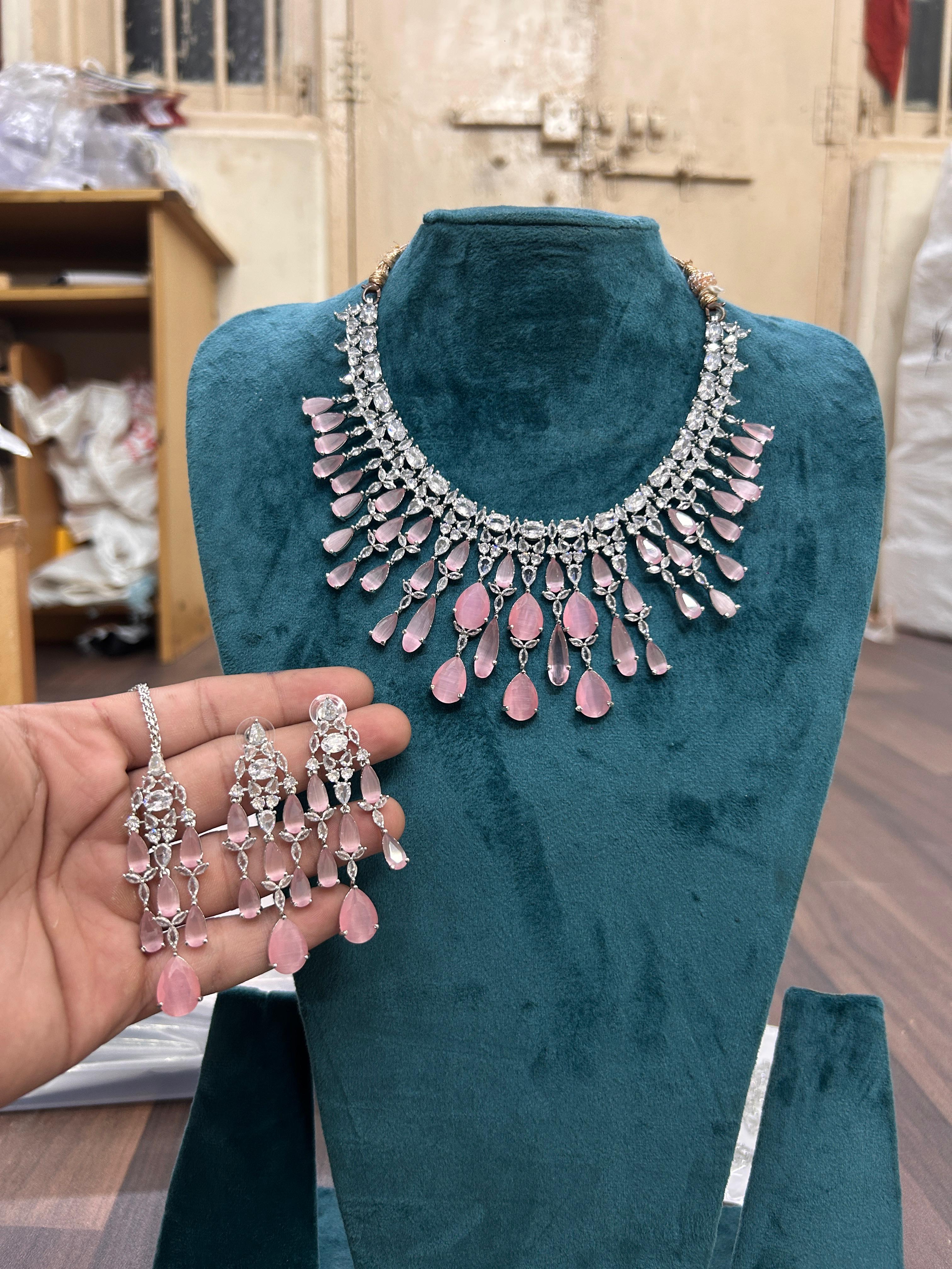 Tattvas silver-plated AD jewellery set TAT-ADS-0007