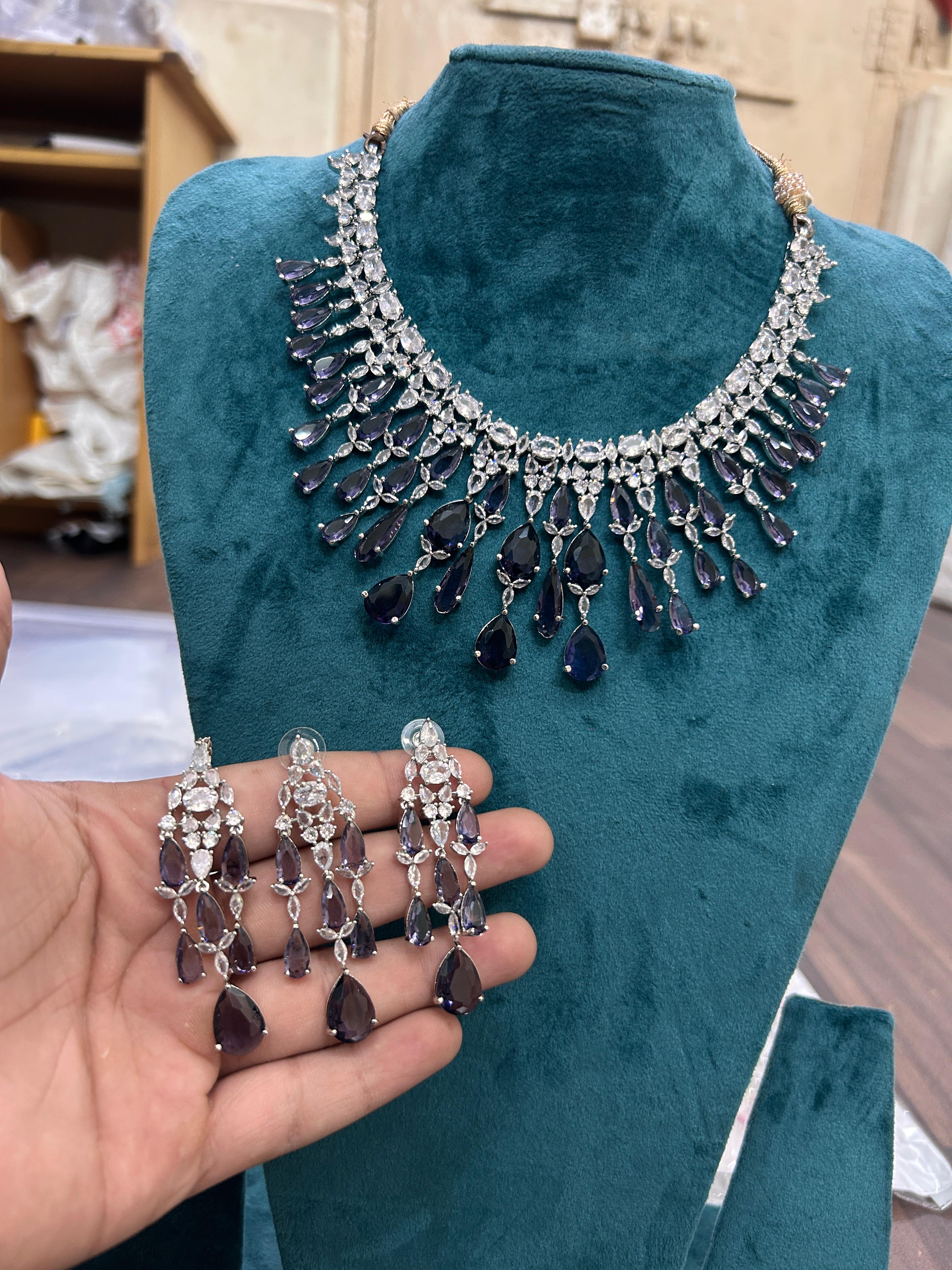 Tattvas silver-plated AD jewellery set TAT-ADS-0008