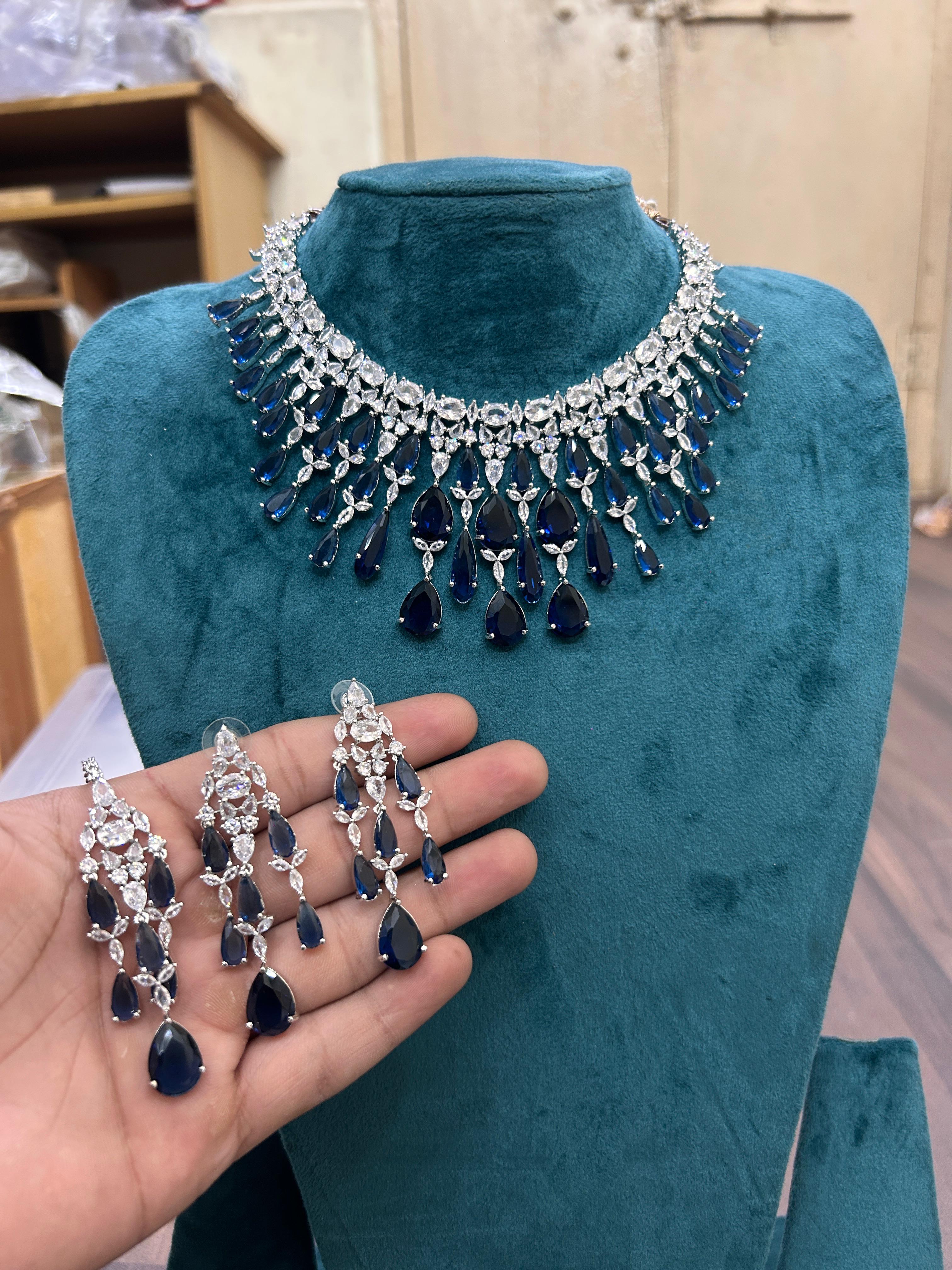 Tattvas silver-plated AD jewellery set TAT-ADS-0009